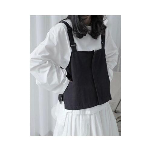 Home-made design feeling small black Japanese industrial equipment function vest women loose deconstruction coat tide