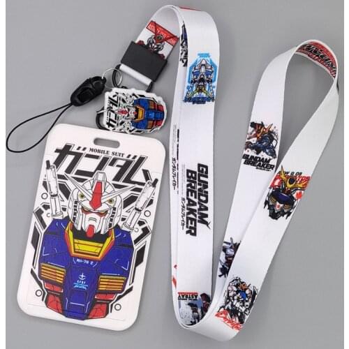 1 set Japanese Anime Card Cases card Lanyard Key Lanyard Cosplay Badge ID Cards Holders Neck Straps Keychains Gundam