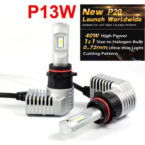 1 Set Super Bright MINI SIZE P13W CSP CHIPS P20 Car LED Headlight All-in-one Turbo Fan 1:1 Front Bulb Lamp 45W 5200LM 6000K 12V
