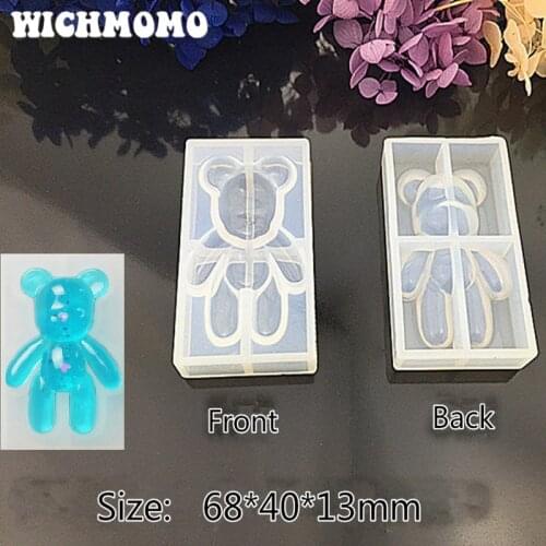 2019 New 1PCS Craft DIY Transparent UV Lovely Half Stereo Baby Bear Resin Liquid Silicone Combination Molds for Making Jewelry