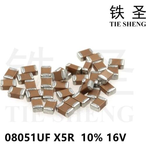 100pcs 1UF X5R 10% 16V 0805 105 SMD Thick Chip Multilayer Ceramic Capacitor