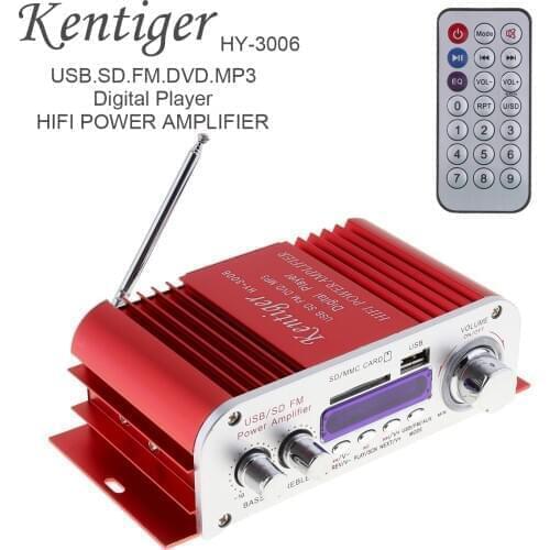 12V Mini Hi-Fi Stereo Car Power Amplifier Digital Display Audio Music Player Remote Control USB FM MP3 DVD SD Card for Car Boat