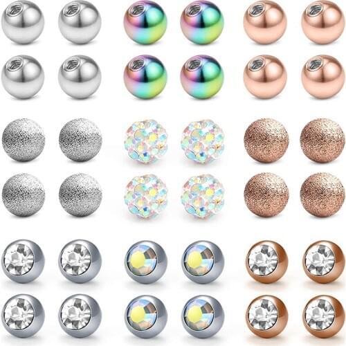 14G 36pc Replacement Balls Belly Button Rings Ball 5mm 8mm Externally Threaded Surgical Steel Plastic Pearl