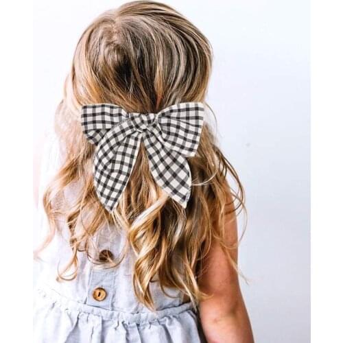 2021 Fashion Net Red Big Bow Hairpin Back Head Top Clip Retro Lattice Small Fresh Japanese Hairpin Spring Clip Female Headdress