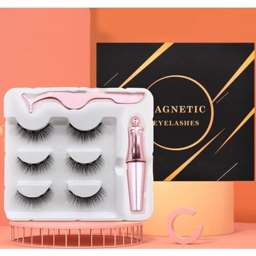 3d Magnetic Eyelashes 3Pairs Eyeliner Set Natural Long In Bulk Wholesale Waterproof Lasting Magnet Lashes Eyeliner Tweezer Kit