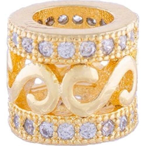 5pcsAli Moda Supplies Copper Zircon Crystal Spacer Big Hole Beads Accessories Women Beads Bracelets Necklace Jewelry DIY Making