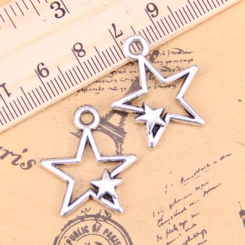 10pcs Charms hollow double star 27x21mm Antique Pendants,Vintage Tibetan Silver Jewelry,DIY for bracelet necklace