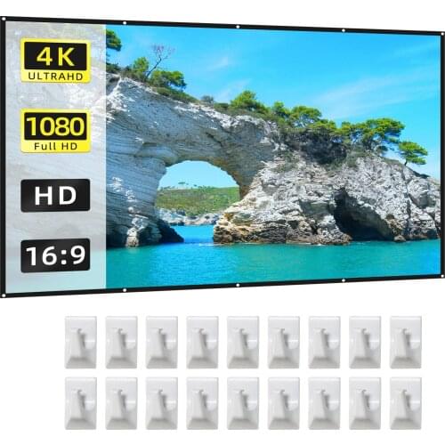 Projector Screen Foldable Portable Double Sided Projection Anti-Crease Movie Screen Curtain with Hooks