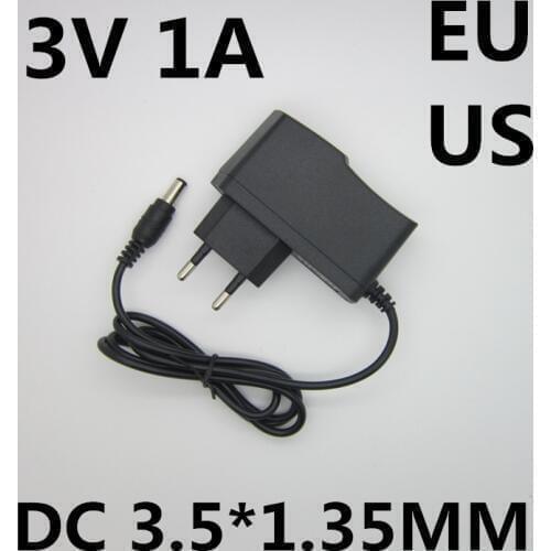 Free shipping AC/DC Adapter DC 3V 1A 1000ma AC 100-240V Converter Adapter,3V1A Charger Power Supply EU Plug DC 3.5*1.35mm