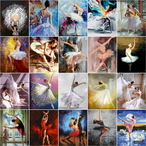 AZQSD Coloring By Number Ballet Girl Acrylic Unique Gift Painting By Numbers Portrait Kits DIY Frame Handmade Room Decor