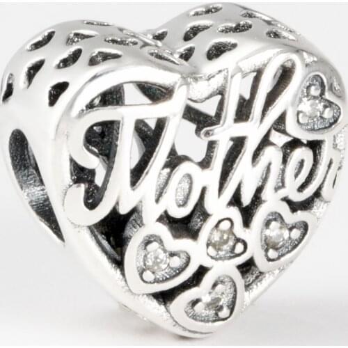 Free Shipping Authentic 925 Sterling Silver Mother Son love Heart Charm Fit Original Bracelet For Women DIY Jewelry S925 Beads