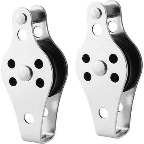 2pieces Stainless Steel Wire Rope Crane Pulley Block, Lifting Crane Swivel Pulleys for Boat, Kayak Lifting Hardware