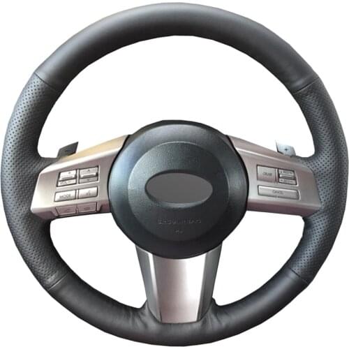 Black PU Faux Leather DIY Hand-stitched Car Steering Wheel Cover for Subaru Outback 2010 2011 2012 Legacy 2009-2012