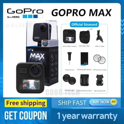 GoPro MAX Action Camera 360 with Touch Screen Spherical 16MP 5.6K30 1080P HD Video Live Streaming Sports insta360 X2