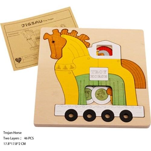 Puzzle 3D Wooden Montessori Toy Three-dimensional Multi-layer Brain Burning Educational Puzzle Early Childhood Education Toys