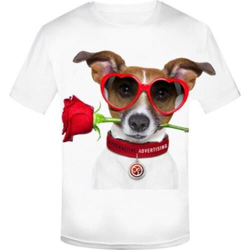 Mens 3D digital animal print T-shirt Europe and the United States confession womens short-sleeved T-shirt 2021 cute dog