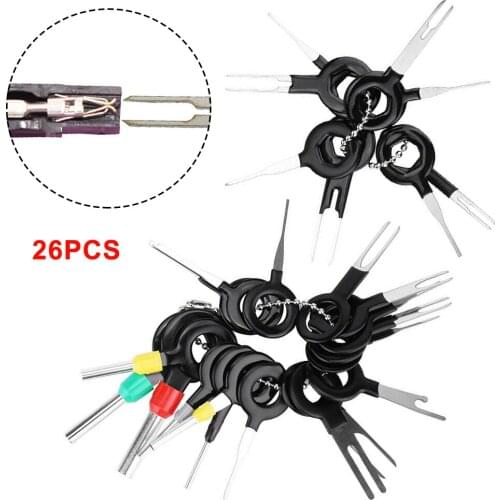 Car Terminal Removal Kit Wiring Crimp Connector Pin Extractor Puller Terminal Repair Professional Tools (26pcs)