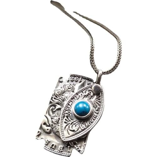 National standard s925 sterling silver Morgan coin pattern coin blade retro pendant Thai silver personality punk tide men and wo