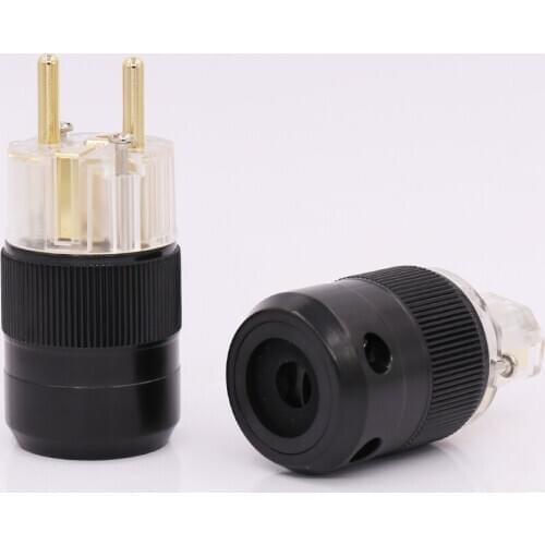 P-078E C-078 24K Gold Plated EU European Schuko Power Connector IEC Plug for audio power cable