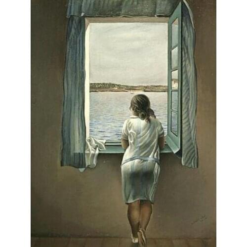 Full Square/Round 5D DIY Diamond Painting Woman At The Window Pattern Embroidery Cross Stitch Mosaic Rhinestone Home Decor DF349