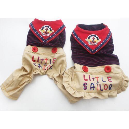 Boy/Girl Dog Pet Jumpsuit/Dress Cat Puppy Shirt Pants Little Sailor Clothes Clothes 5 Sizes