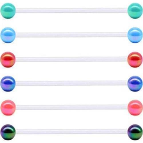 JFORYOU Clear Industrial Barbell Earring 14G Bioflex Cartilage Earring Retainer 35mm Piercing Bar