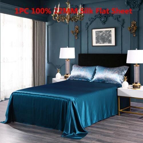 Silk Flat Sheet 1PC 100% Mulberry 22mm heavy Silk Solid Color Custom order is acceptable ls0114-190619