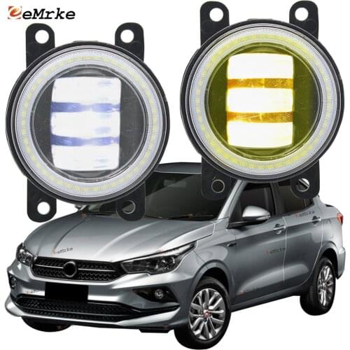 2x Led Angel Eye DRL for Fiat Cronos (Typ 359) 2021 2018 2019 2020 LED Fog Lights Lamp Lens Daytime Running Light