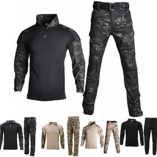 Outdoor Camouflage Hunting Fishing Clothes Men Military Tactical CS Uniform Combat Ghillie Suit Female Multicam Pants Knee Pads