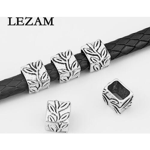 10pcs Antique Bar Bent Tube Carved Branch Charms Slider Spacers For 11*7.5mm Licorice Leather Cord