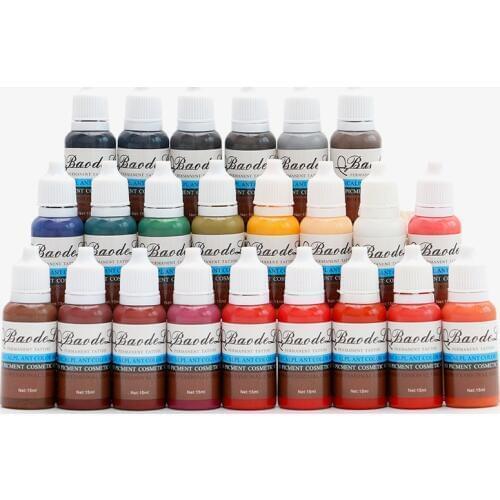 15ml Natural Tattoo Ink Pigment for Semi-permanent Eyebrow Eyeliner Lip Body Arts Paint Makeup Tattoo Supplies Tools Mixed Color