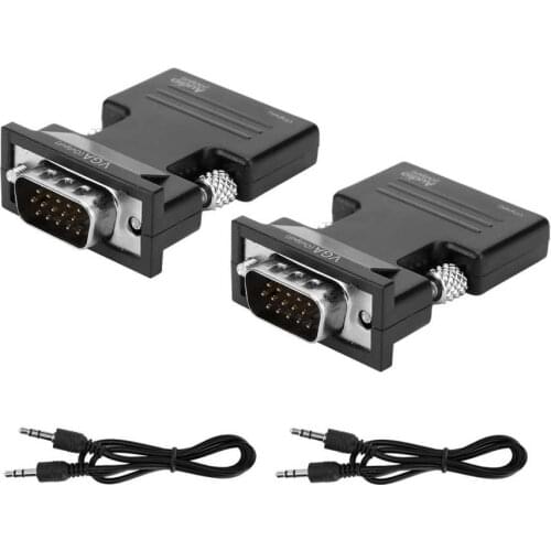 2pcs 1080P For HDMI to VGA Converter with Video Converter Computer Cable Adapters For HDMI to VGA Converter