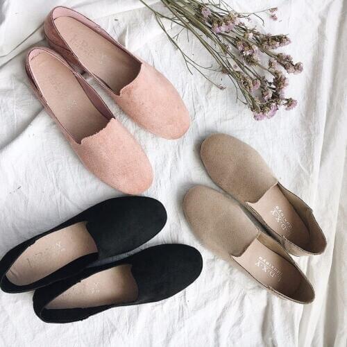 2020 New Four Seasons Comfortable Inner Hood Mouth Ladies Suede Flat Casual Fashion Womens Wild Super Soft Single Shoes B20-92
