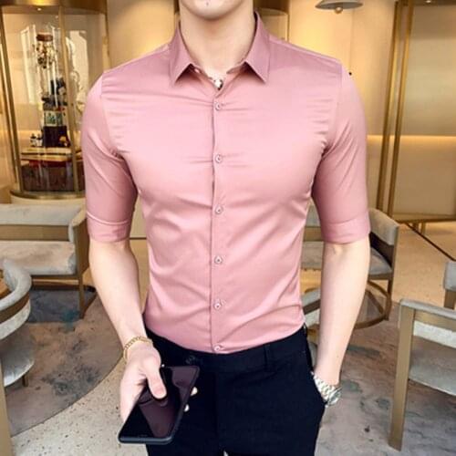 2021 Men High quality in summer Pure cotton short sleeve shirts/Male slim fit lapel Casual business shirt Tops Plus size S-4XL