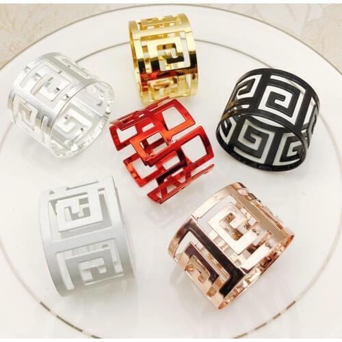 24/PCS hotel western food creative back word cloth ring metal napkin buckle napkin ring