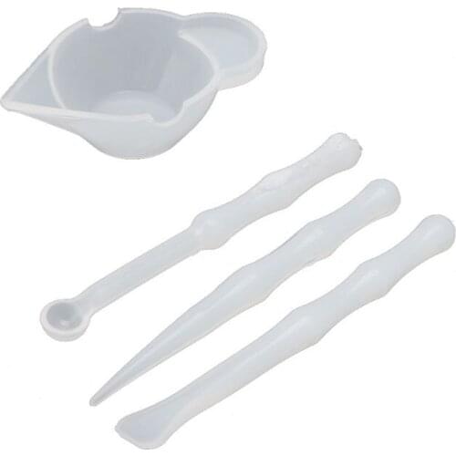 4Pcs Silicone Mixing Cups Stirrers Spoon Scraper DIY Resin Jewelry Tools Kit