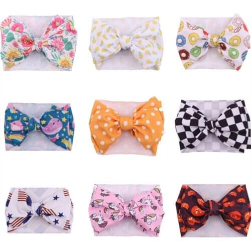 5pcs/lot New Arrival Turban Popular Big Hair Bows Headband For Girls Headwrap Textured Fabric Elastic Kids Hair Accessories