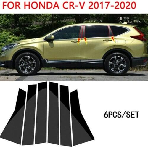 6Pcs Fit For Honda CR-V CRV 2017 2018 2019 2020 Black Car Door Trim Cover Kit Sticker Pillar Posts Set
