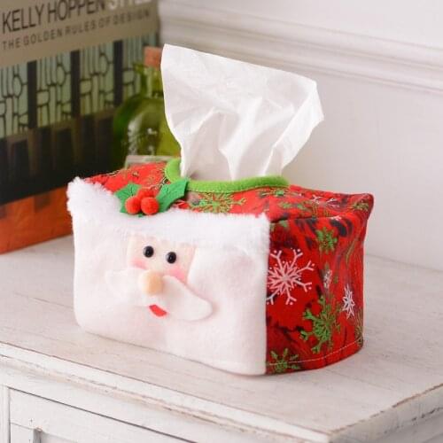 Christmas Tissue Box Cute Santa Snowman Tissue Paper Holder Portable Paper Package Case 2022 Christmas Decorations for Home