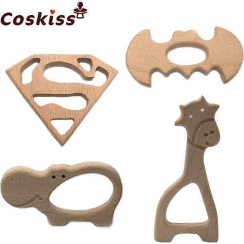 Wooden Teether Toy Baby Safe Nurse Breastfeeding Chew Training Toddler Unwaxed Beech Wooden eco-friendly Organic Baby Teether