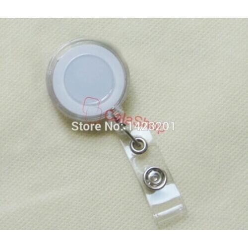 50 pcs / Lot 32mm Reels Retractable Badge Clip Holder ID Card Clear White Color YOYO