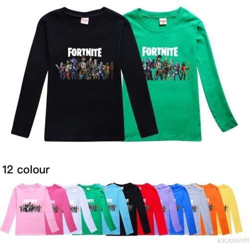 Fortnites Spring Cotton T shirt Cartoon Long Sleeve Boys Girls Tees Kids Children Casual Clothing Sweater Clothes