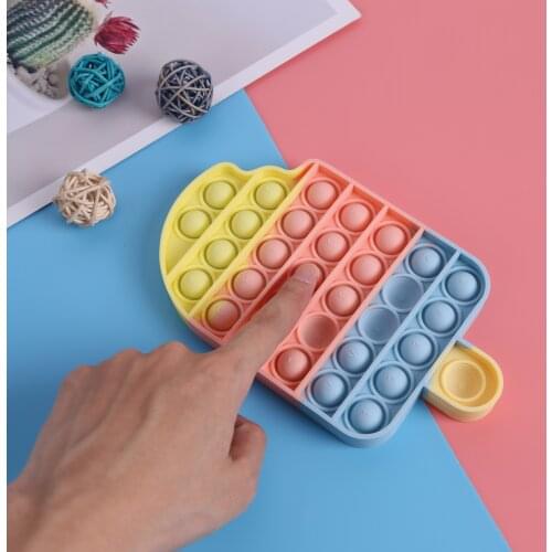 Kids Push Bubble Push It Ice Cream Board Game Gifts Children Fun Pressure Reduction Toy Math Toy for Children