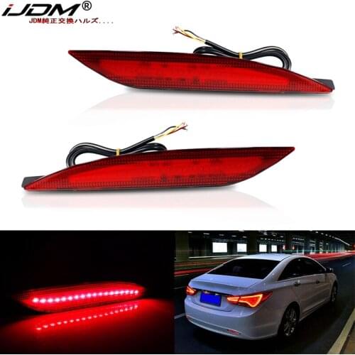 IJDM For 2011-2014 Hyundai Sonata 8th Bumper Reflector Lights,Function as Tail,Brake, Rear Fog Lamps, Amber Turn Signal Lights