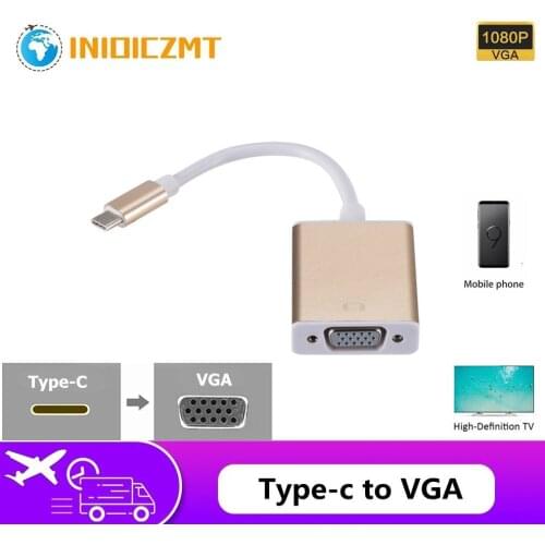 INIOICZMT USB C To VGA Adapter Cable USB 3.1 Hub Type-C Male To VGA Female Converter Adapter for Macbook Chromebook Pixel Laptop