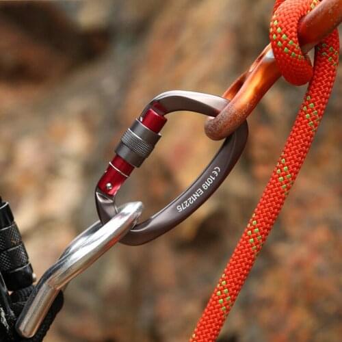 25KN Mountaineering Caving Climbing Main Lock Carabiner Quick-hanging D-type Outdoor Climbing Accessories Safety Lock Hot Sale