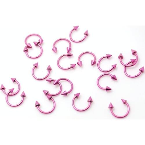Body piercing jewelry steel pink color cbr horseshoe spike cone circular rings 10pcs wholesale lots septum rings lip rings