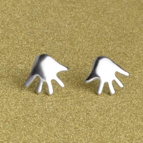 Korean Version New Palm Studs Earrings Personality Silver Color Studs Earrings Womens Leisure Party Jewelry Birthday Gift