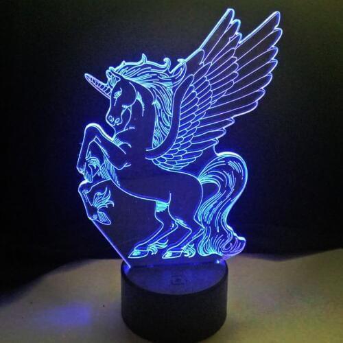 Cute Unicorn LED 3D Night Light Discoloration Colorful 3d Table Lamp Room Decor Nightlight For Children Baby Kids Toy