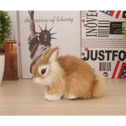 Yellow cute simulation rabbit toy polyethylene & furs small rabbit model about 10x13x7cm 1641